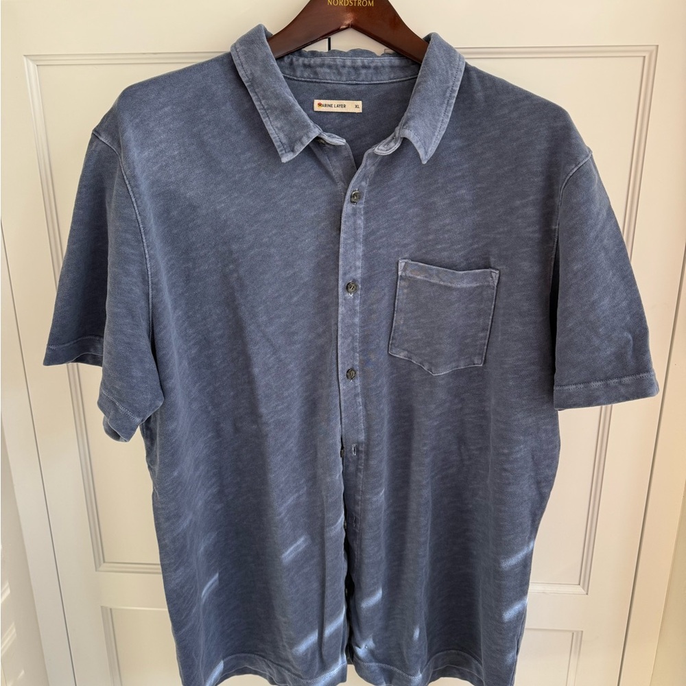 Marine Layer Men's Blue Short Sleeve Shirt